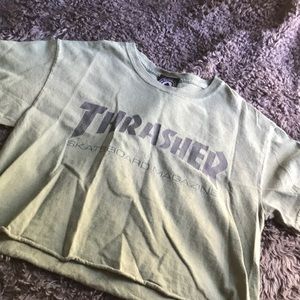 Green thrasher crop top